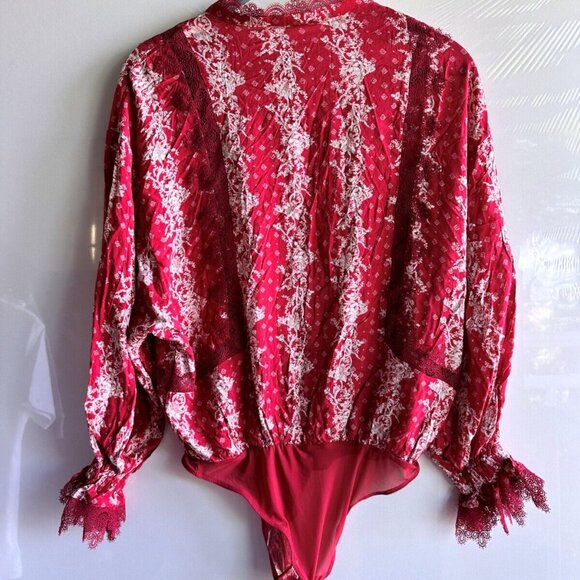 NWOT Free People x Intimately WOMEN'S BODYSUIT S, PINTUCKED LACE TRIM - Picture 10 of 13